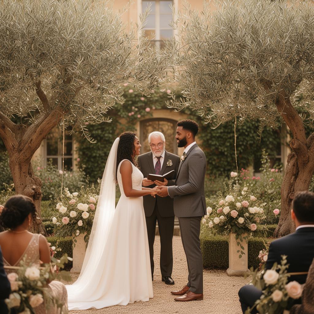 Intimate garden ceremony in France