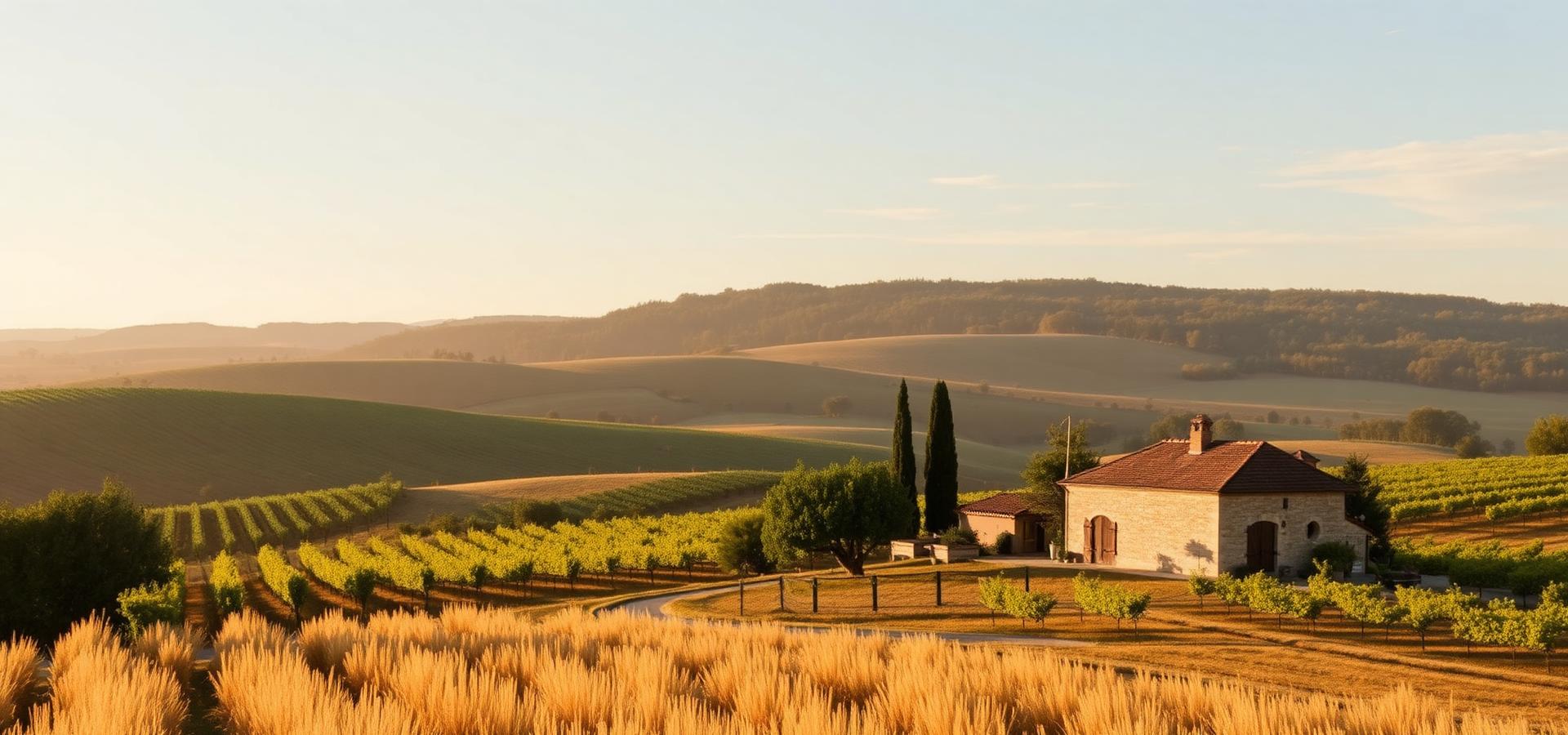 French countryside vineyards at golden hour