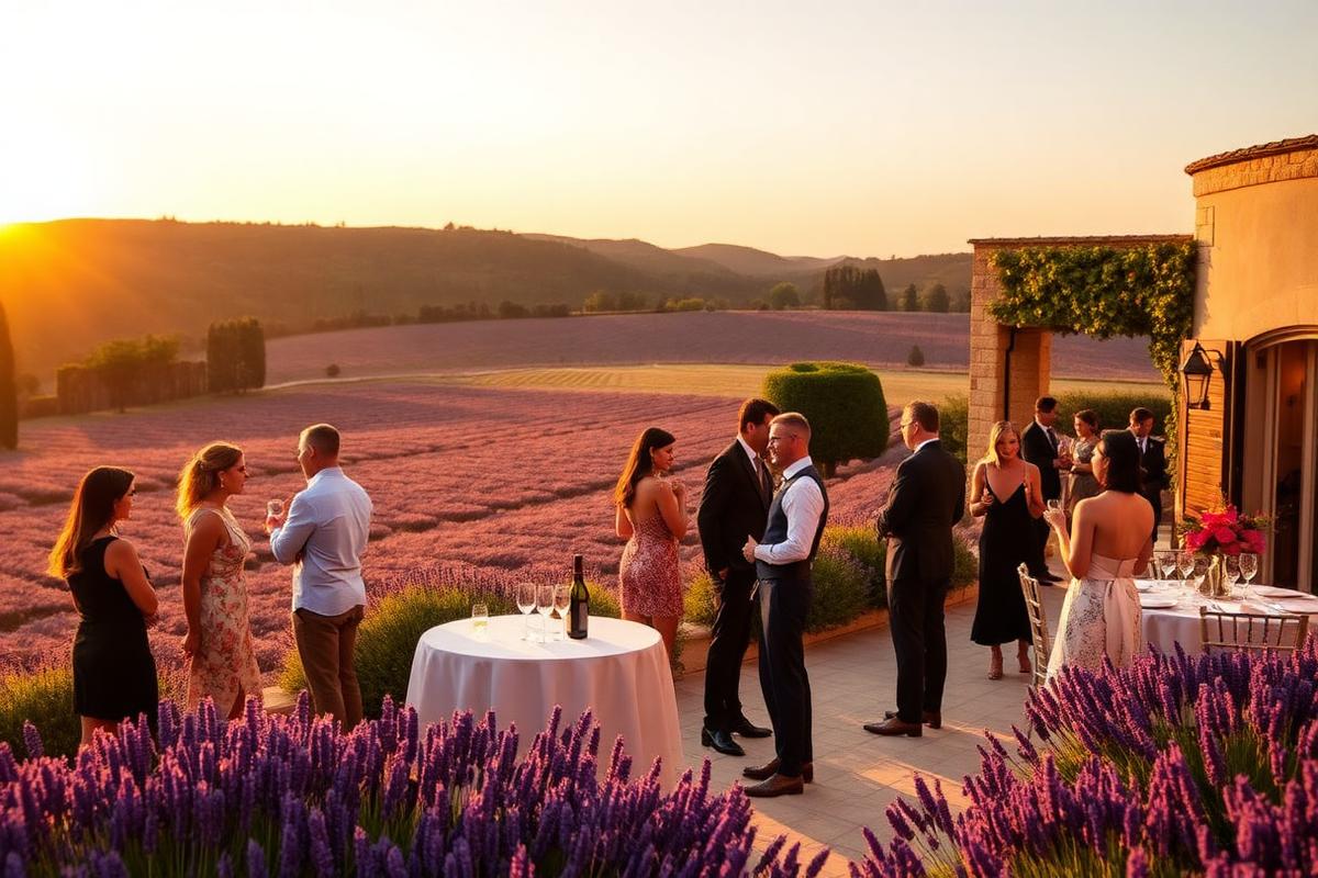 Welcome cocktail event at a French villa